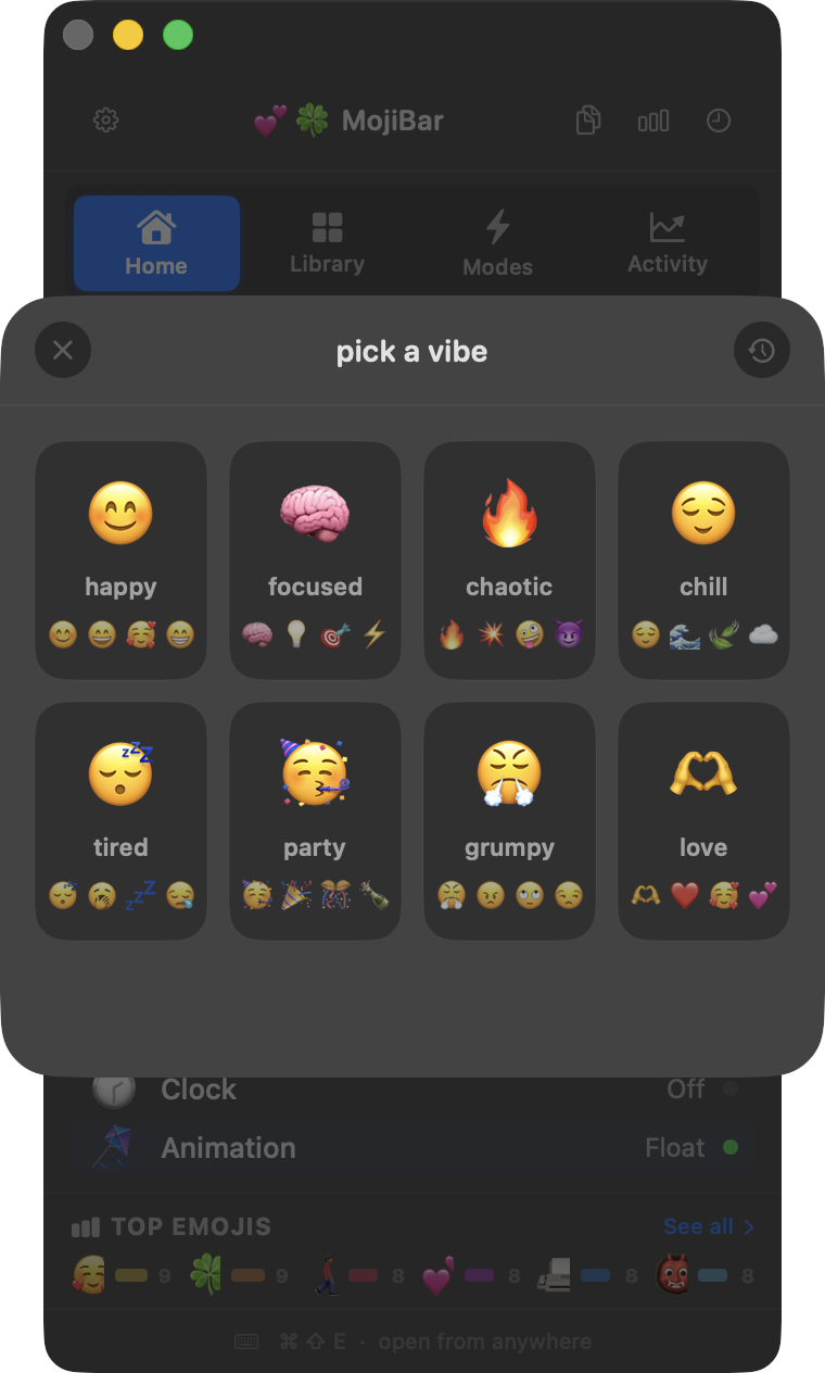 MojiBar Vibe Mode